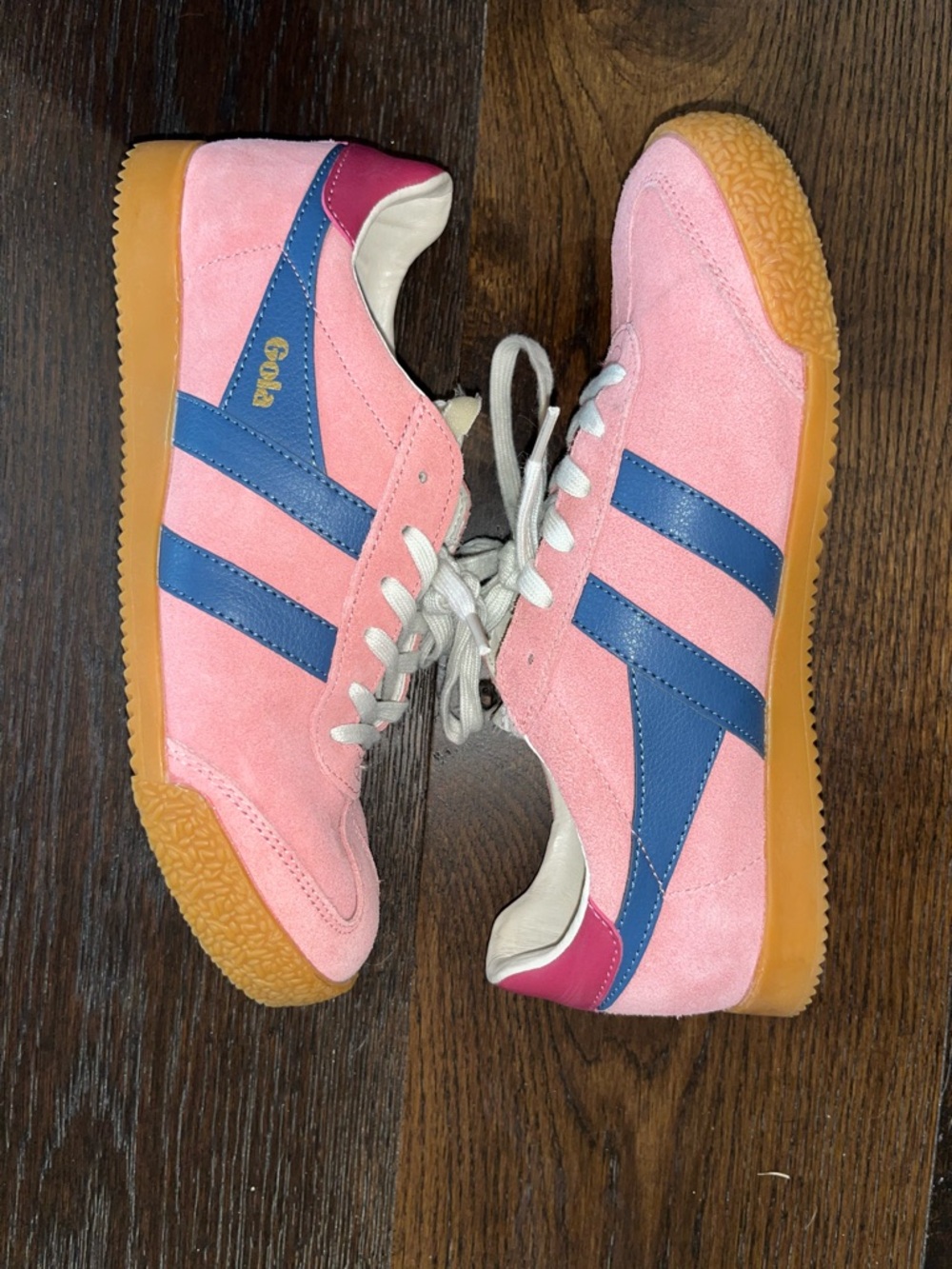 Gola Coral Pink / Moonlight Blue Suede Trainers
